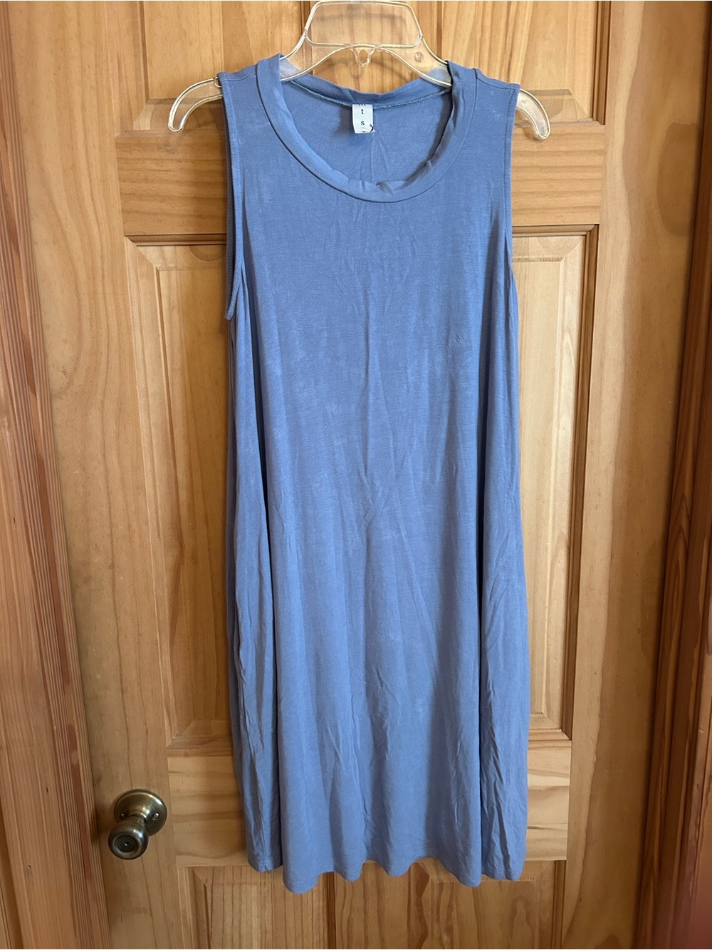 mts Sleeveless High-Low Swing Dress in Dusty Blue